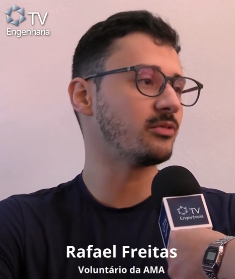 Rafael Freitas, voluntário da AMA, em entrevista à TV Engenharia